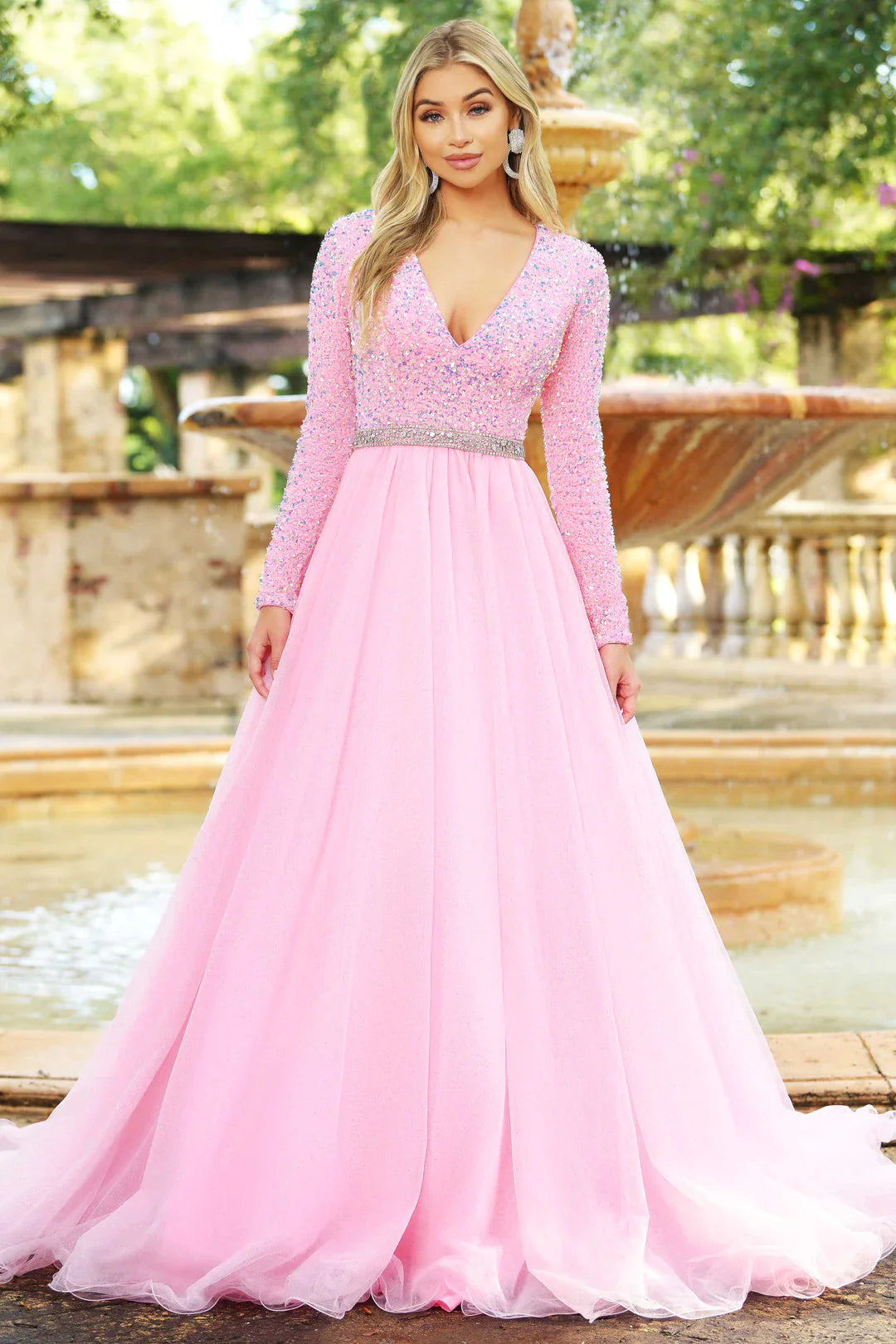 pink long sleeve dress